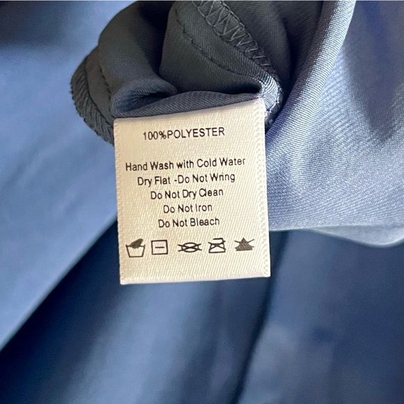 P. cill - Sky Blue Satin Button-Up Boyfriend Dress - Picture 6 of 8